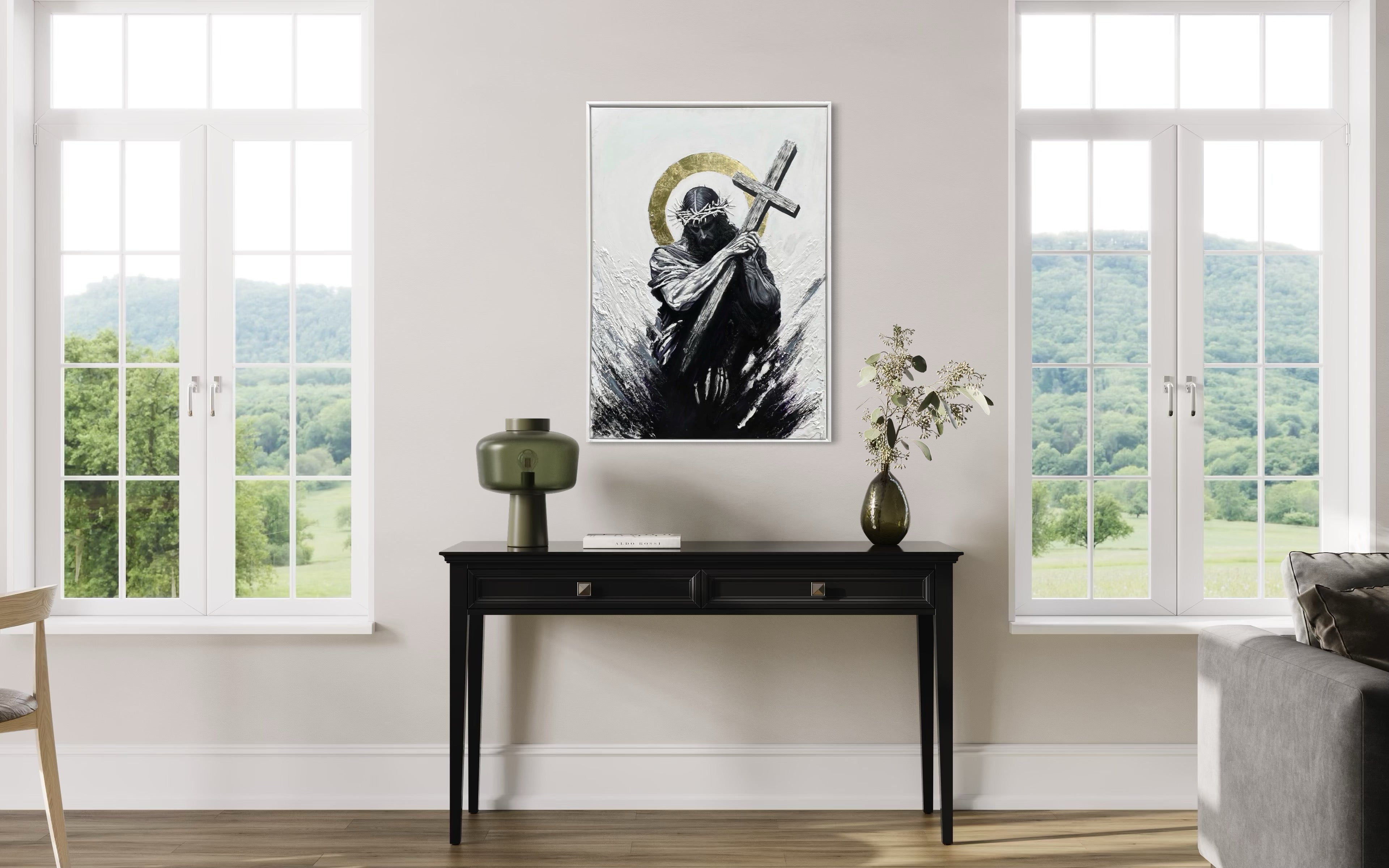 Jesus defeating Satan