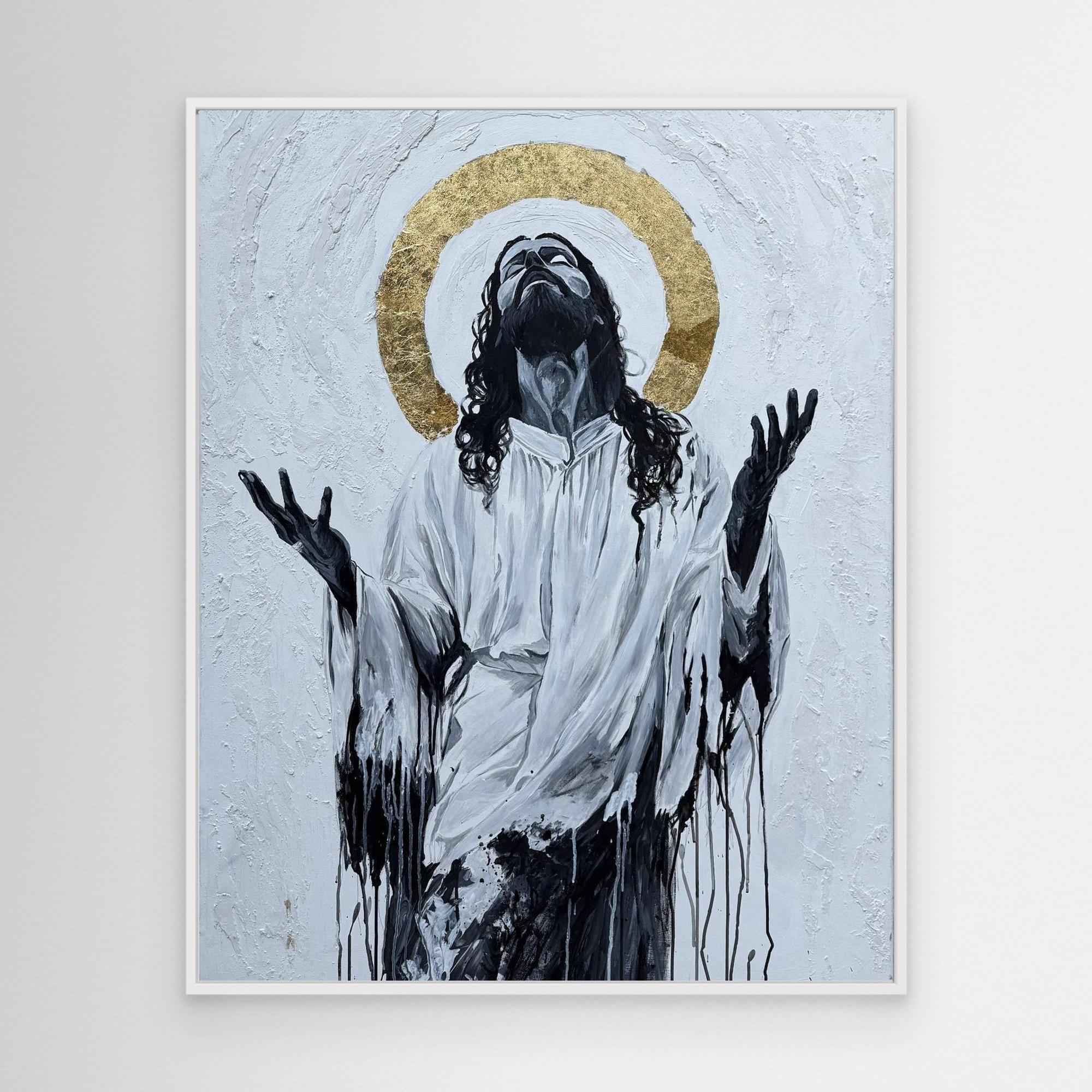 JESUS PRAYING with Golden Halo