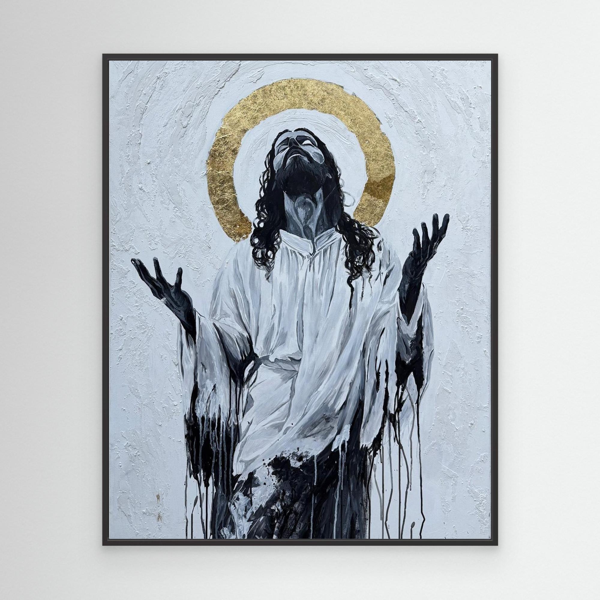 JESUS PRAYING with Golden Halo