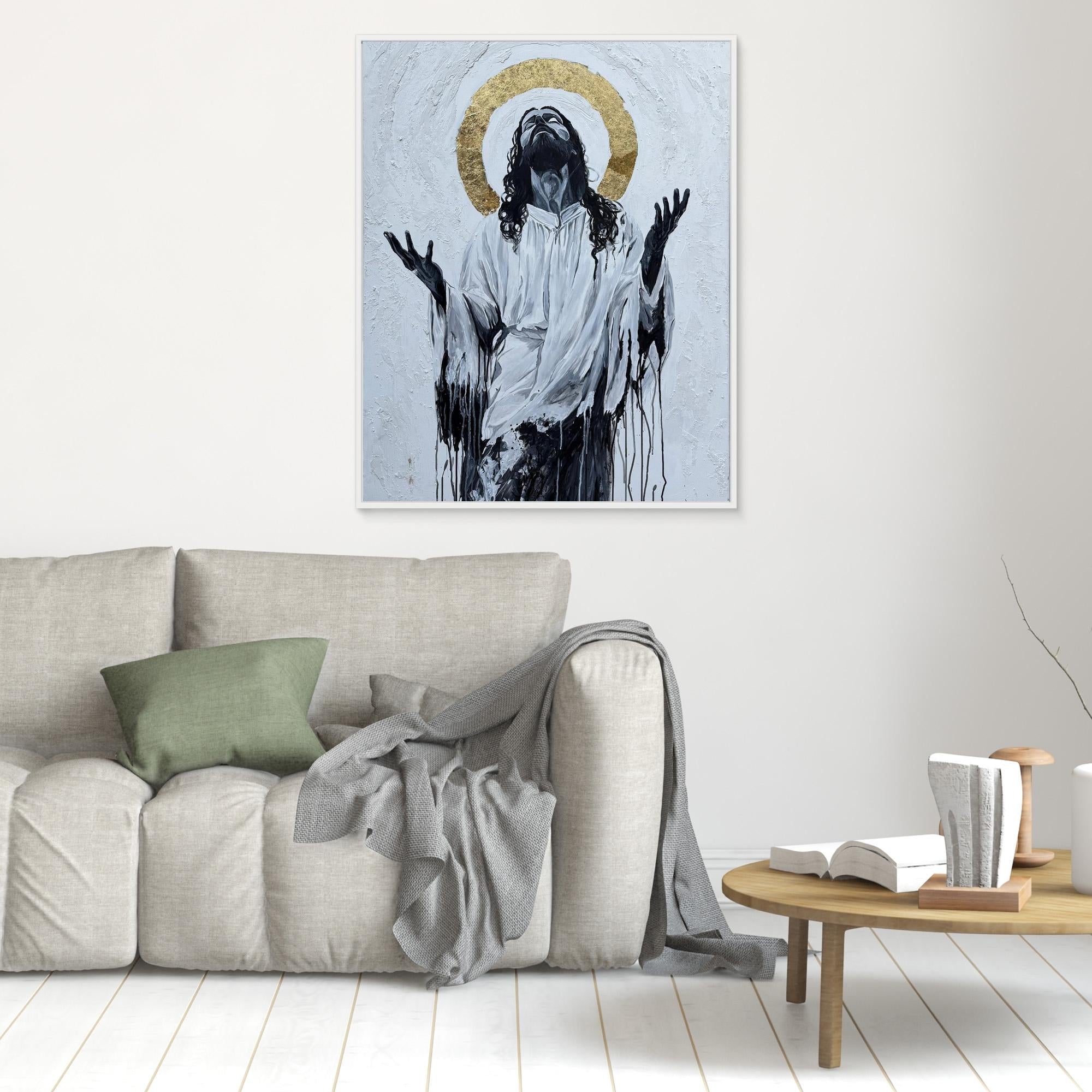 JESUS PRAYING with Golden Halo
