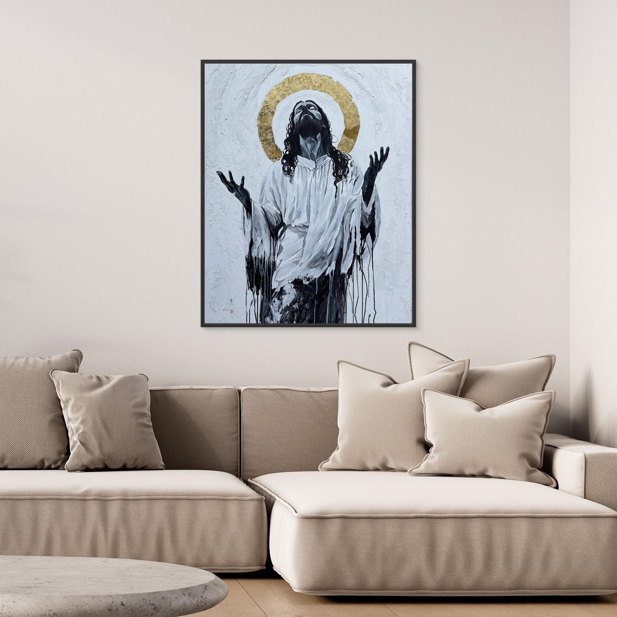 JESUS PRAYING with Golden Halo